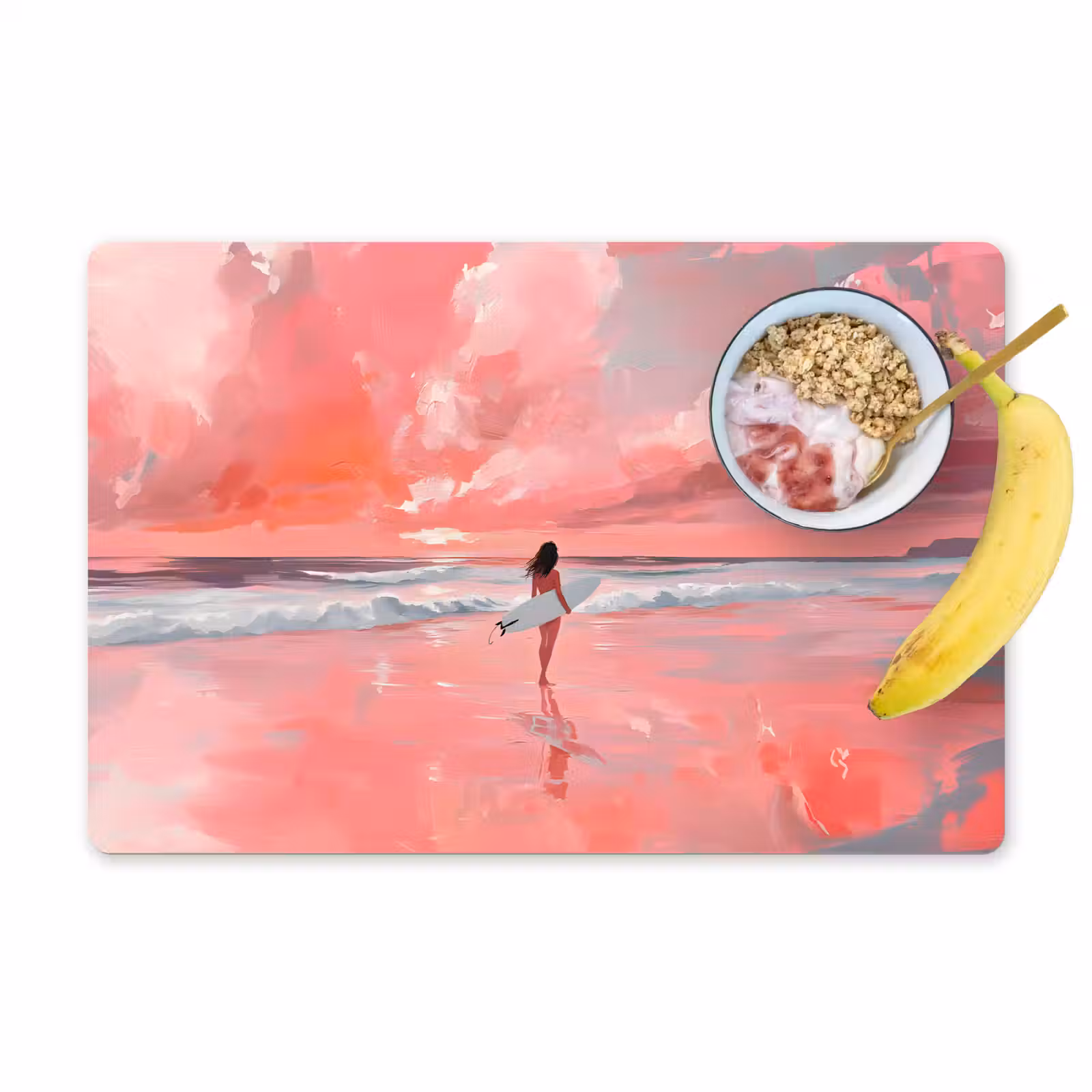 Placemat - 6 stuks - Roze - Surfen - Zee — 1