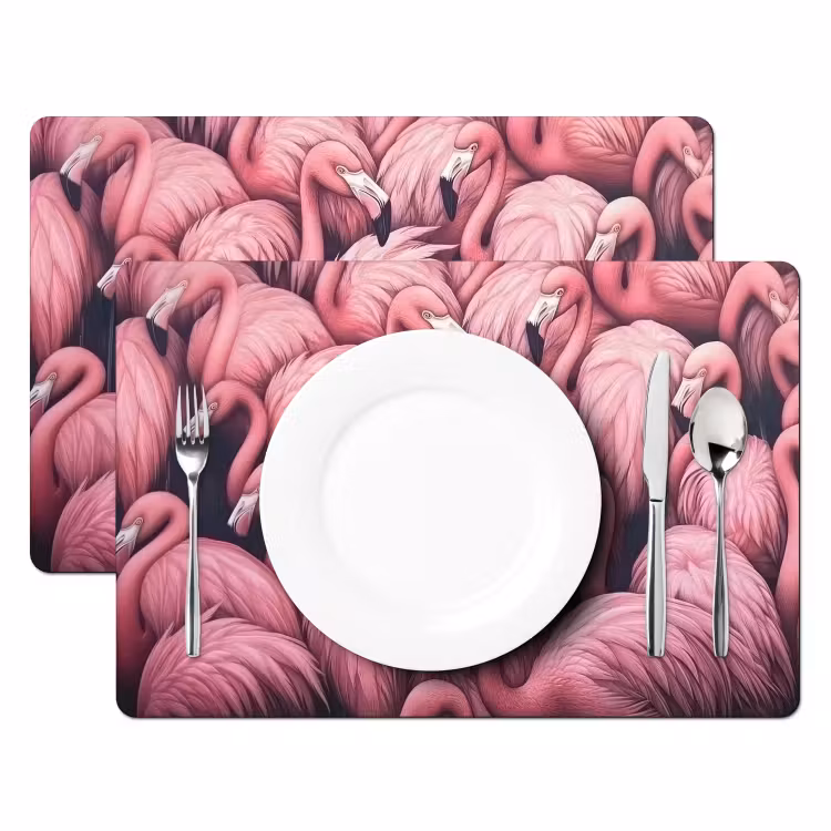 Placemat - 6 stuks - Flamingo - Roze - Dieren — 2