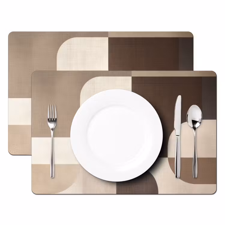 Placemat - 6 stuks - Geometrisch - Geweven structuur - Modern — 2