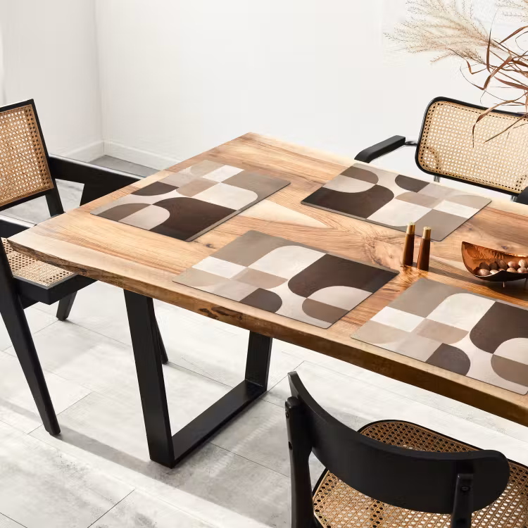 Placemat - 6 stuks - Geometrisch - Geweven structuur - Modern — 5