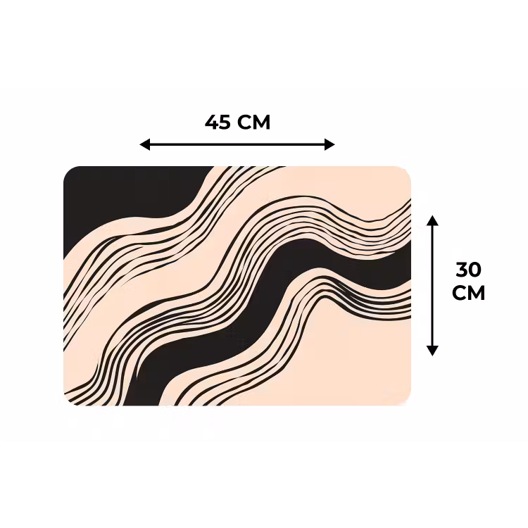 Placemat - 6 stuks - Golven - Zwart - Zandkleur — 3