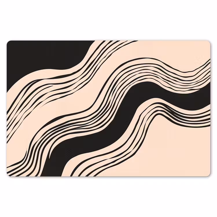 Placemat - 6 stuks - Golven - Zwart - Zandkleur — 7