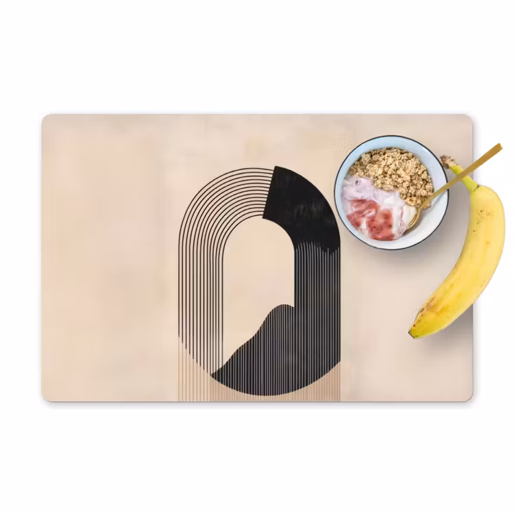 Placemat - 6 stuks - Grafisch gebogen motief - Beige — 1