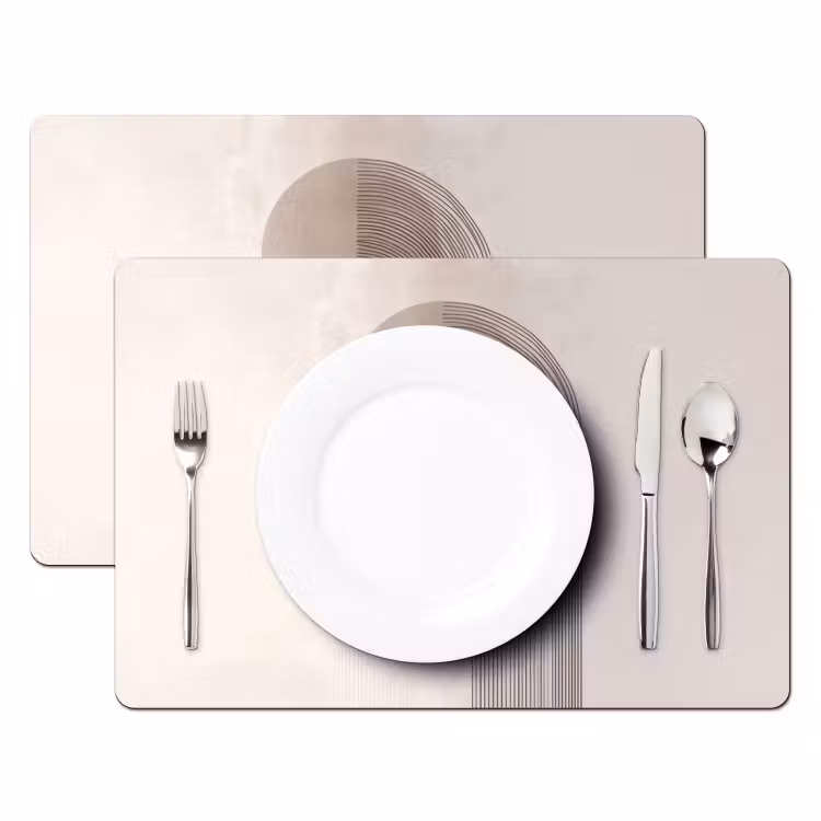 Placemat - 6 stuks - Minimalistisch - Cirkel - Lichtgrijs — 2