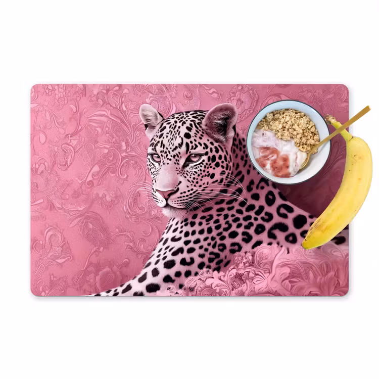 Placemat - 6 stuks - Panter - Luxe - Roze — 1