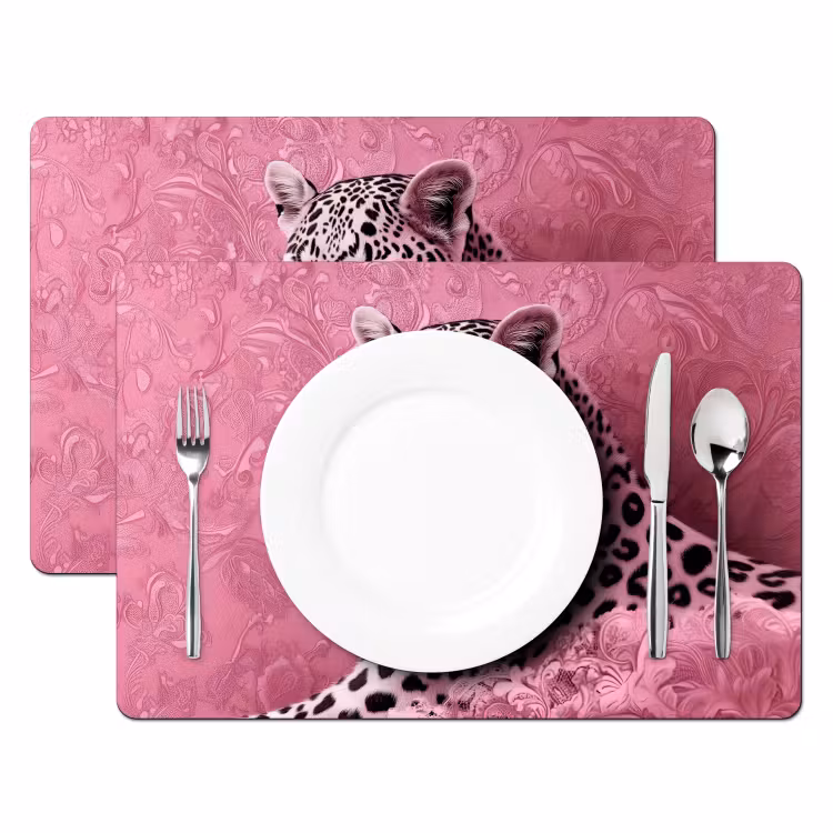 Placemat - 6 stuks - Panter - Luxe - Roze — 2