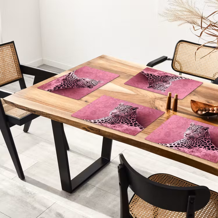 Placemat - 6 stuks - Panter - Luxe - Roze — 5