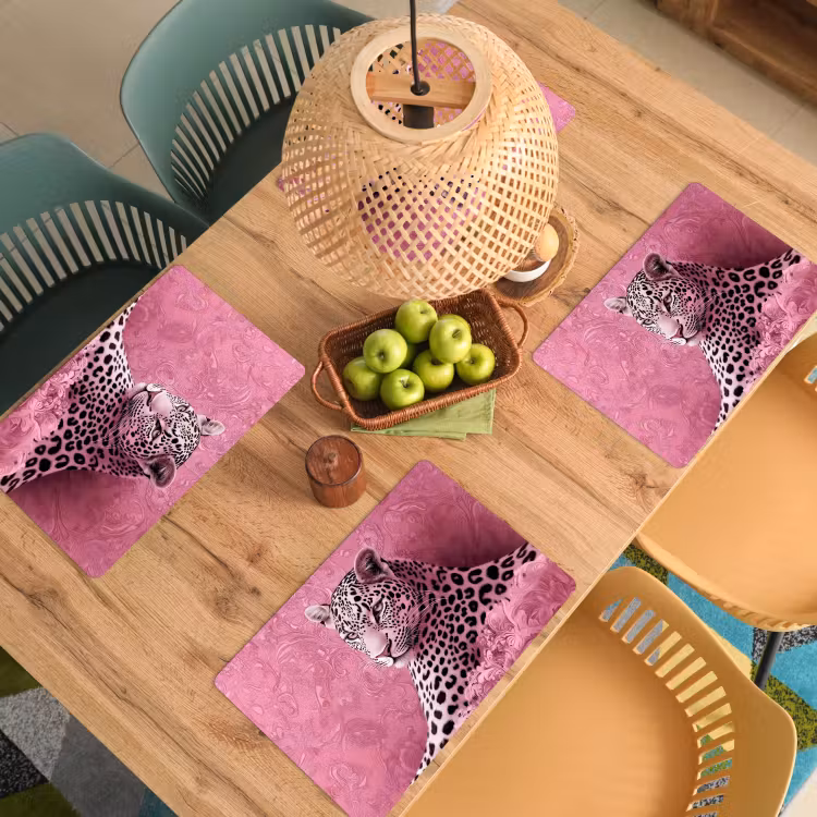 Placemat - 6 stuks - Panter - Luxe - Roze — 6
