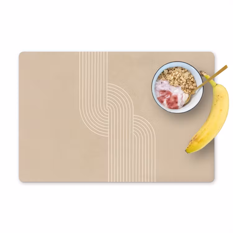 Placemat - 6 stuks - Parallelle lijnen - Lichte textuur - Beige — 1