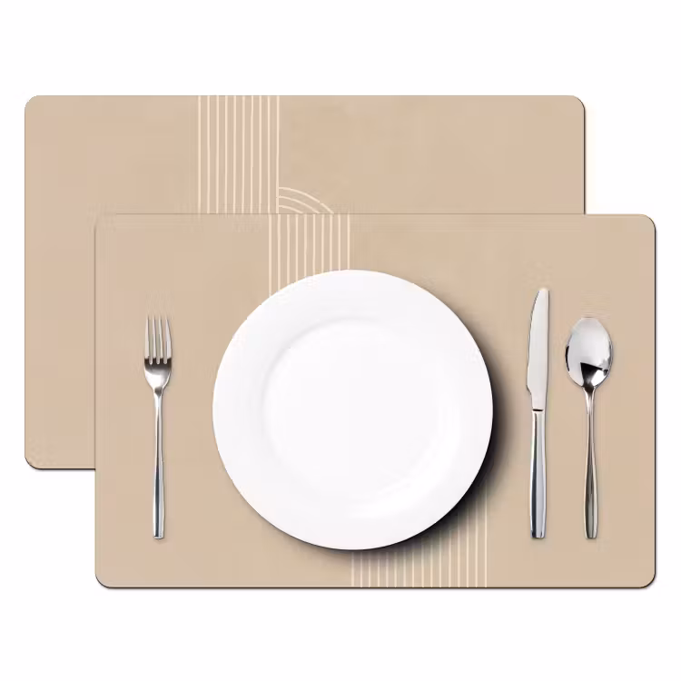 Placemat - 6 stuks - Parallelle lijnen - Lichte textuur - Beige — 2