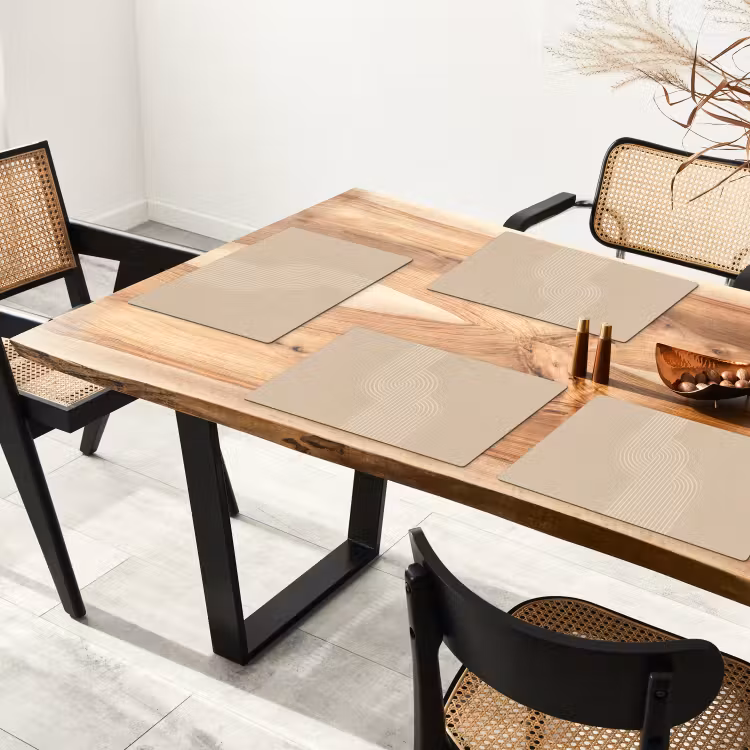 Placemat - 6 stuks - Parallelle lijnen - Lichte textuur - Beige — 5
