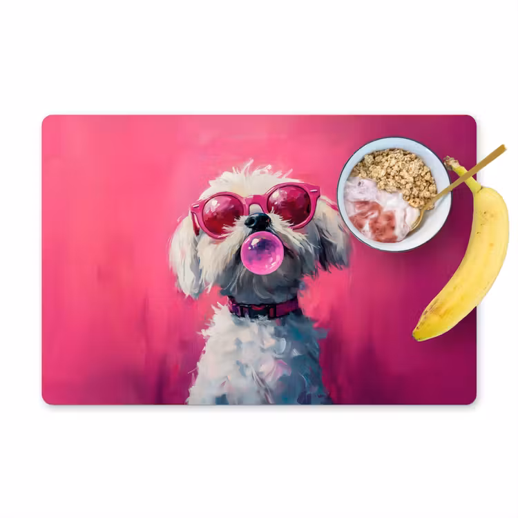 Placemat - 6 stuks - Pink - Hond - Bubbel — 1