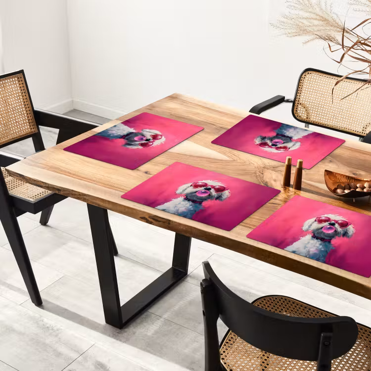 Placemat - 6 stuks - Pink - Hond - Bubbel — 5