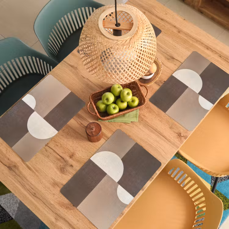Placemat - 6 stuks - Raster - Halve cirkels - Contrast — 6