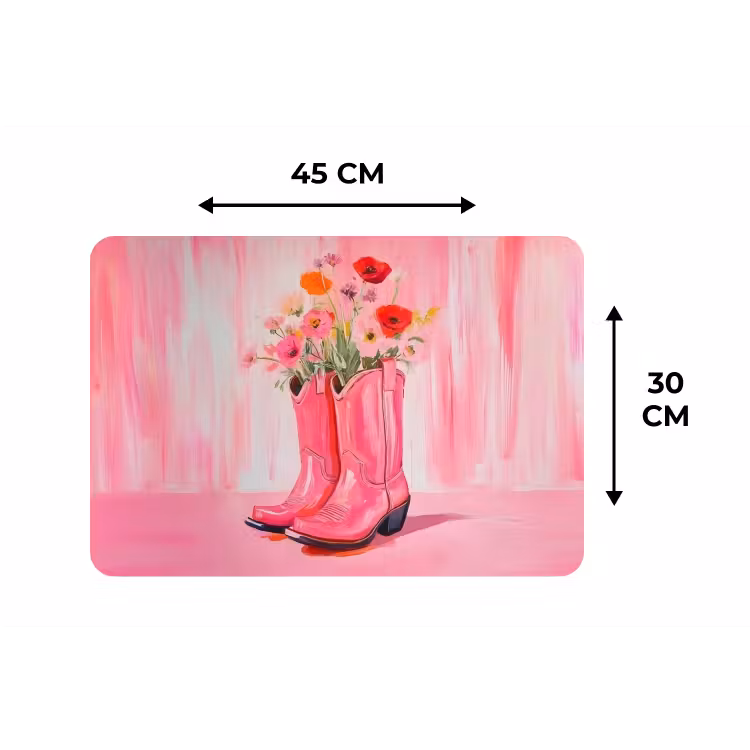 Placemat - 6 stuks - Roze - Bloemen - Cowboy — 3