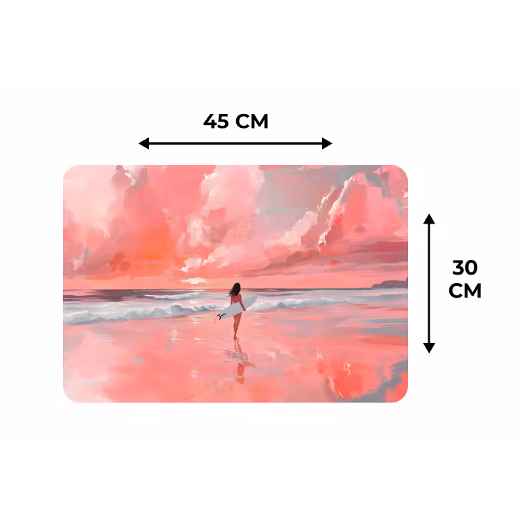 Placemat - 6 stuks - Roze - Surfen - Zee — 3