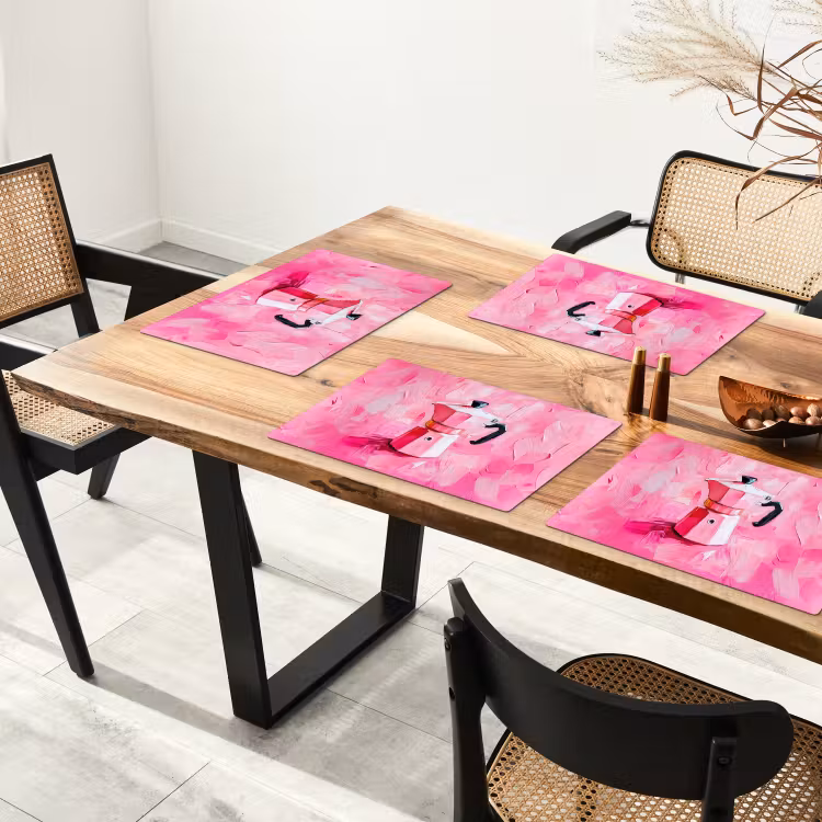 Placemat - 6 stuks - Roze - Verf - Coffee — 5