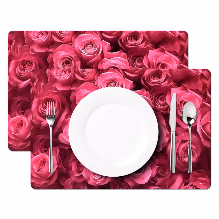 Placemat - 6 stuks - Rozen - Pink - Bloem — 2