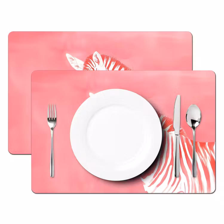 Placemat - 6 stuks - Zebra - Pink - Verf — 2