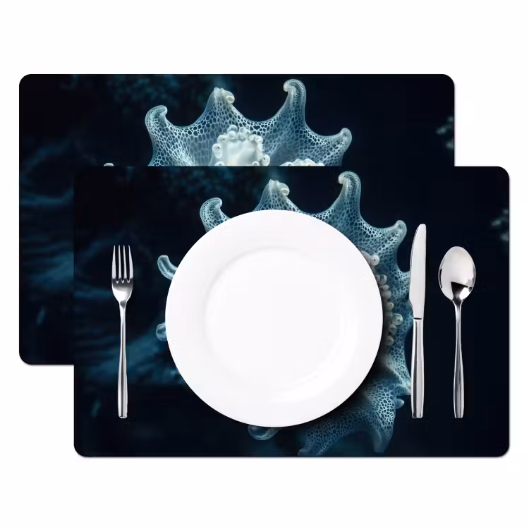 Placemat - 6 stuks - Zeewezen - Wit - Golven - Water — 2