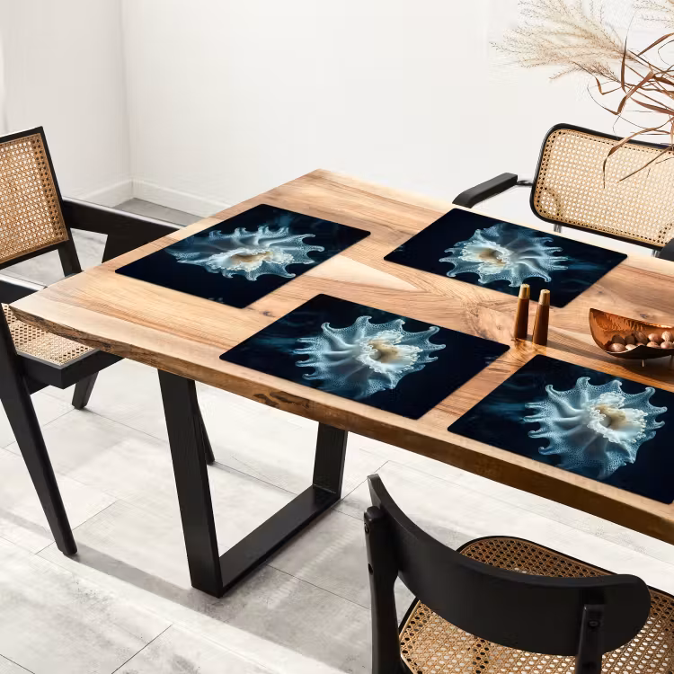Placemat - 6 stuks - Zeewezen - Wit - Golven - Water — 5