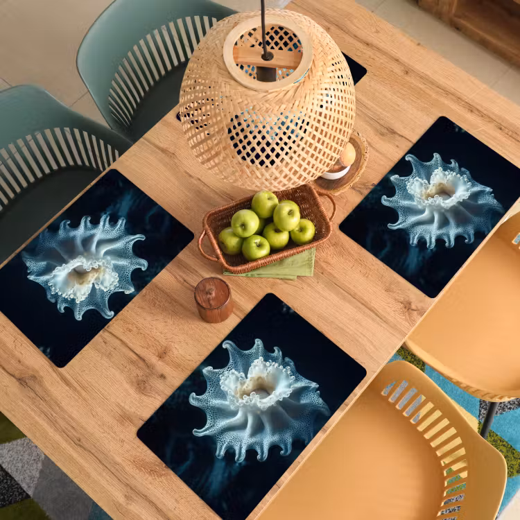 Placemat - 6 stuks - Zeewezen - Wit - Golven - Water — 6
