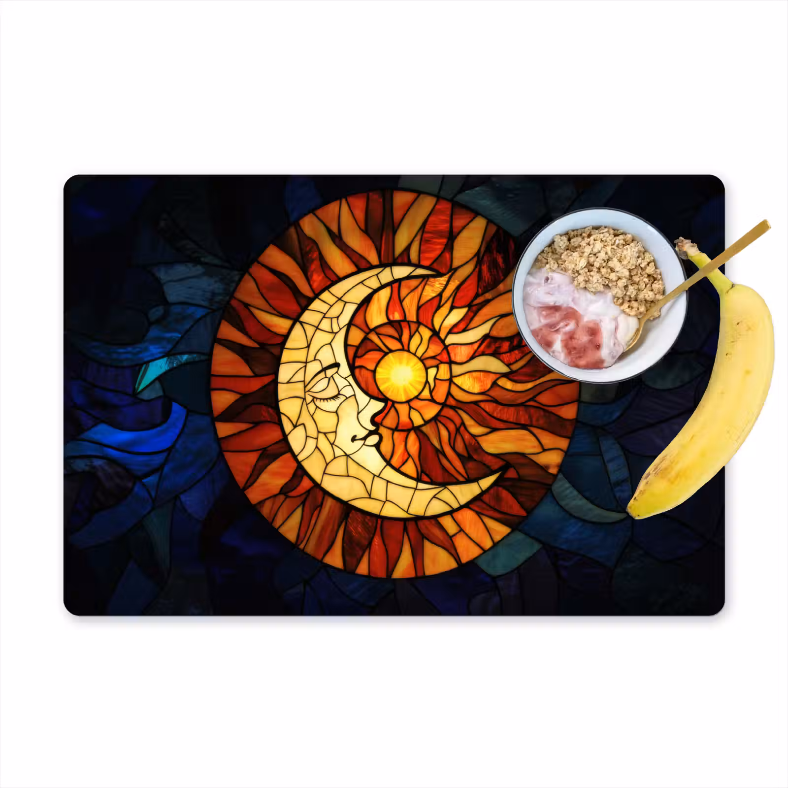 Placemat - 6 stuks - Mozaïek - Glas - Maan - Donkerblauw — 1