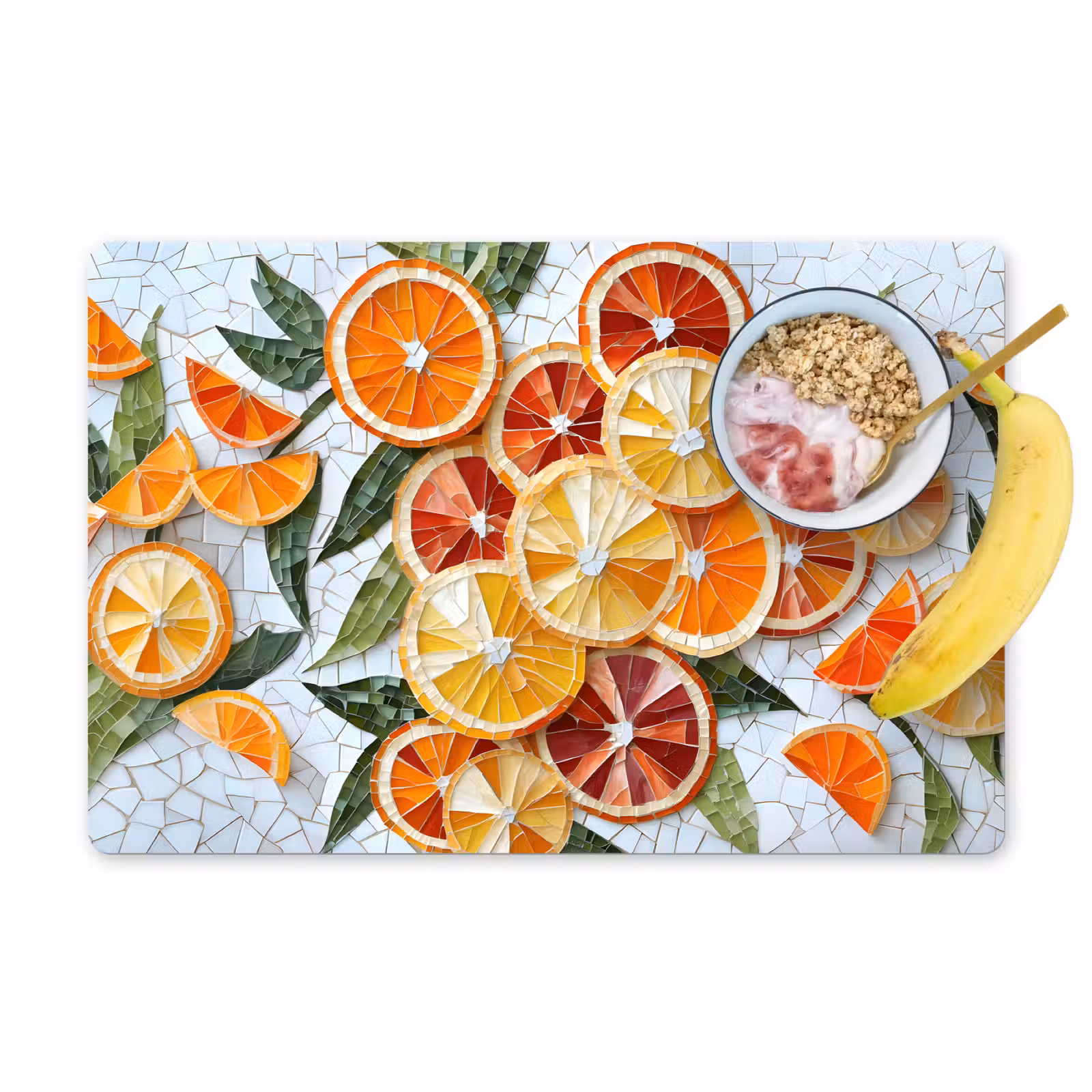 Placemat - 6 stuks - Schijfjes - Fruit - Oranje - Mozaïek — 1