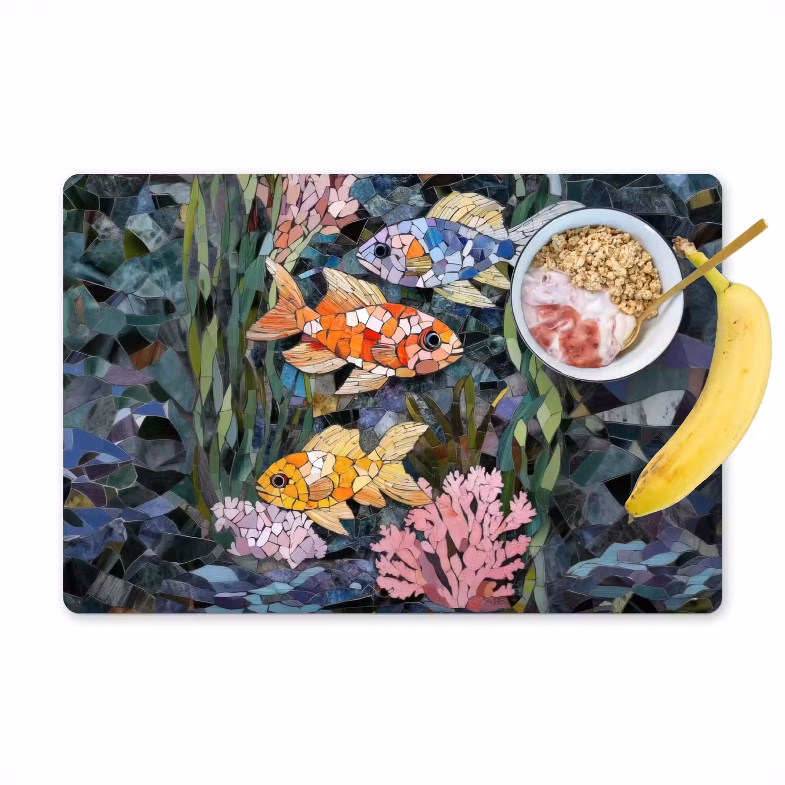 Placemat - 6 stuks - Vissen - Koraal - Zee - Mozaïek — 1