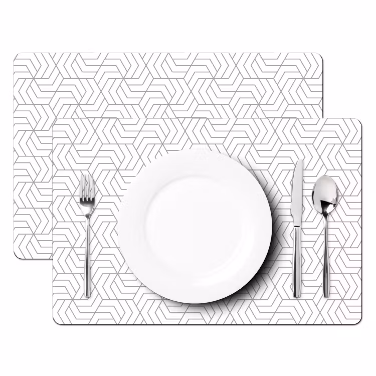 Placemat - 6 stuks - Geometrie - Lijn - Zwart - Wit - Patroon — 2