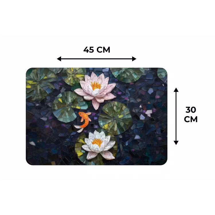 Placemat - 6 stuks - Glasstukjes - Leliebladeren - Vis - Oranje — 3