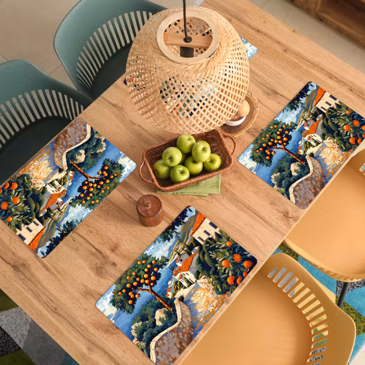 Placemat - 6 stuks - Huizen - Mozaïek - Sinaasappelbomen - Zee — 6