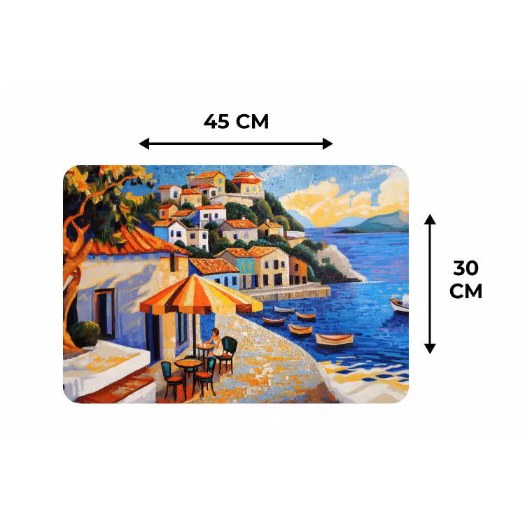 Placemat - 6 stuks - Kustdorp - Huisjes - Mozaïek - Zee — 3
