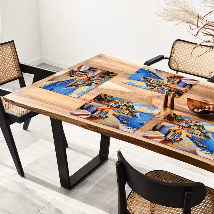 Placemat - 6 stuks - Kustdorp - Huisjes - Mozaïek - Zee — 5