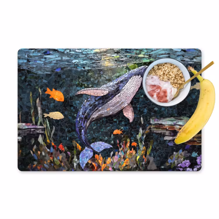 Placemat - 6 stuks - Mozaïek - Walvis - Koraal - Water — 1