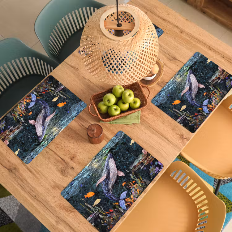 Placemat - 6 stuks - Mozaïek - Walvis - Koraal - Water — 6