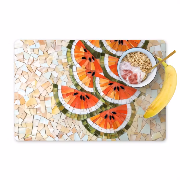 Placemat - 6 stuks - Mozaïek - Watermeloen - Rood - Pitten — 1