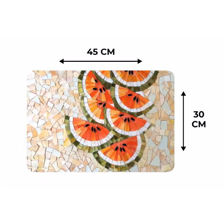 Placemat - 6 stuks - Mozaïek - Watermeloen - Rood - Pitten — 3