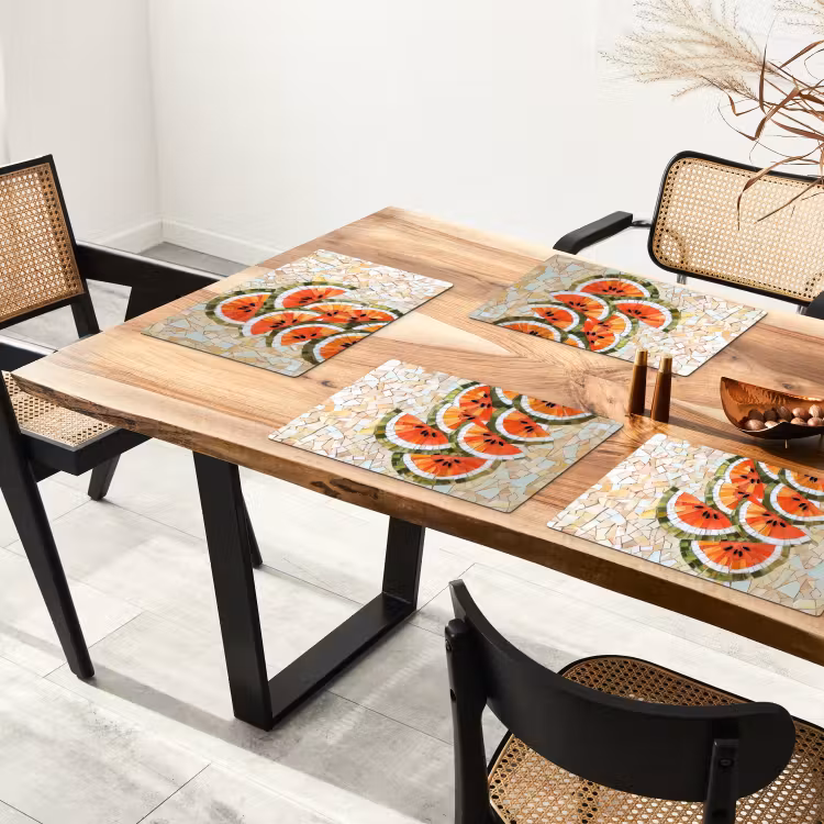 Placemat - 6 stuks - Mozaïek - Watermeloen - Rood - Pitten — 5