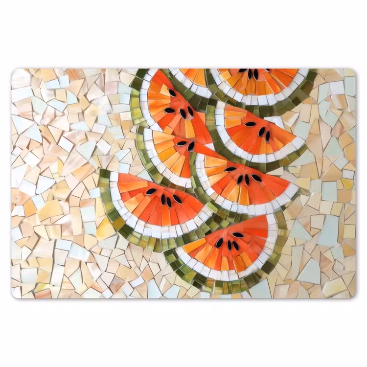 Placemat - 6 stuks - Mozaïek - Watermeloen - Rood - Pitten — 7