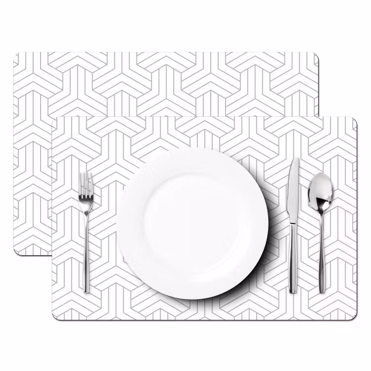 Placemat - 6 stuks - Patronen - Abstract - Zwart - Wit - Geometrie — 2
