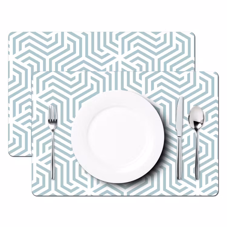 Placemat - 6 stuks - Patroon - Lijn - Design - Groen — 2