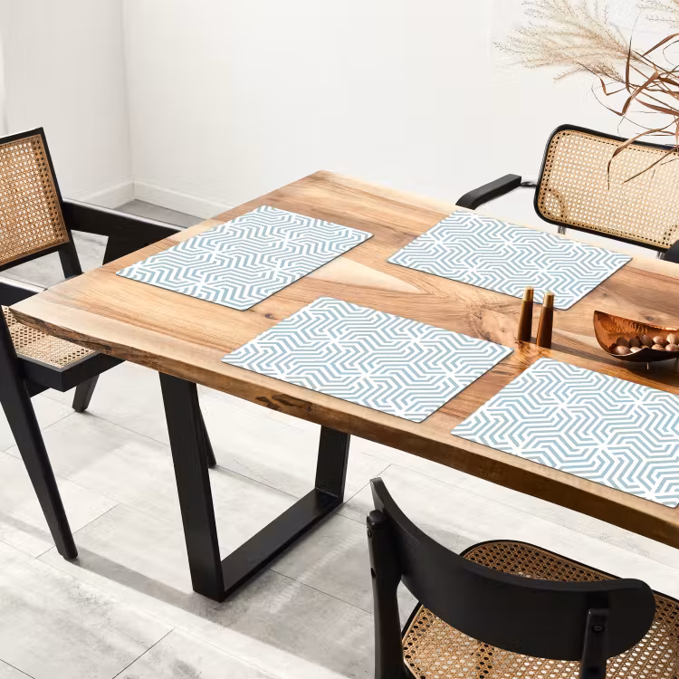 Placemat - 6 stuks - Patroon - Lijn - Design - Groen — 5