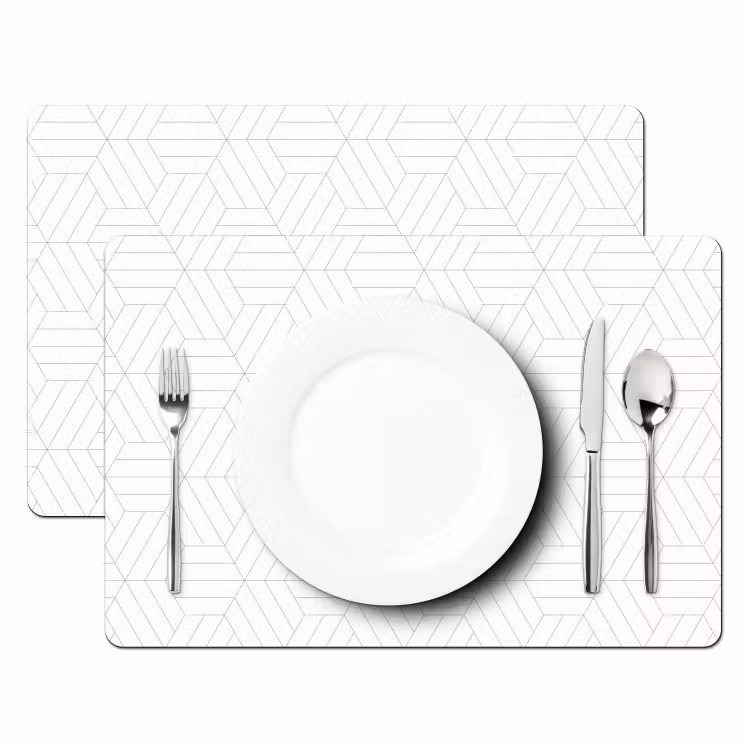 Placemat - 6 stuks - Patroon - Lijn - Design - Zwart - Wit — 2