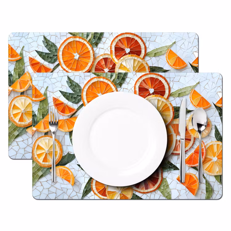 Placemat - 6 stuks - Schijfjes - Fruit - Oranje - Mozaïek — 2