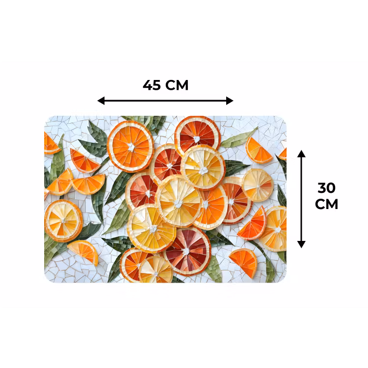 Placemat - 6 stuks - Schijfjes - Fruit - Oranje - Mozaïek — 3