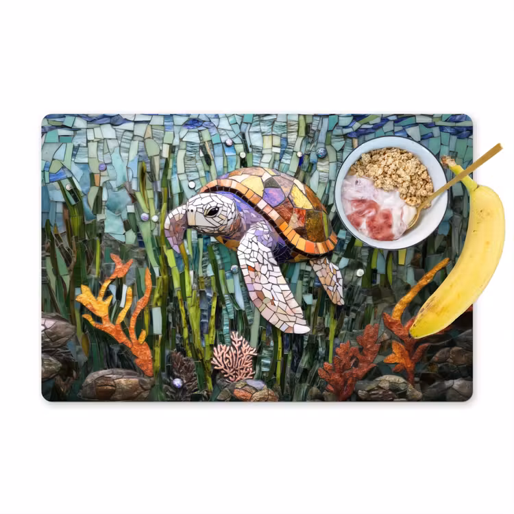 Placemat - 6 stuks - Schildpad - Zeewier - Mozaïek — 1