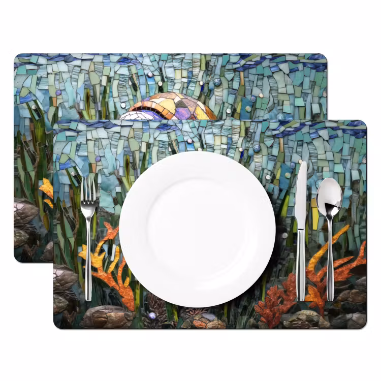 Placemat - 6 stuks - Schildpad - Zeewier - Mozaïek — 2