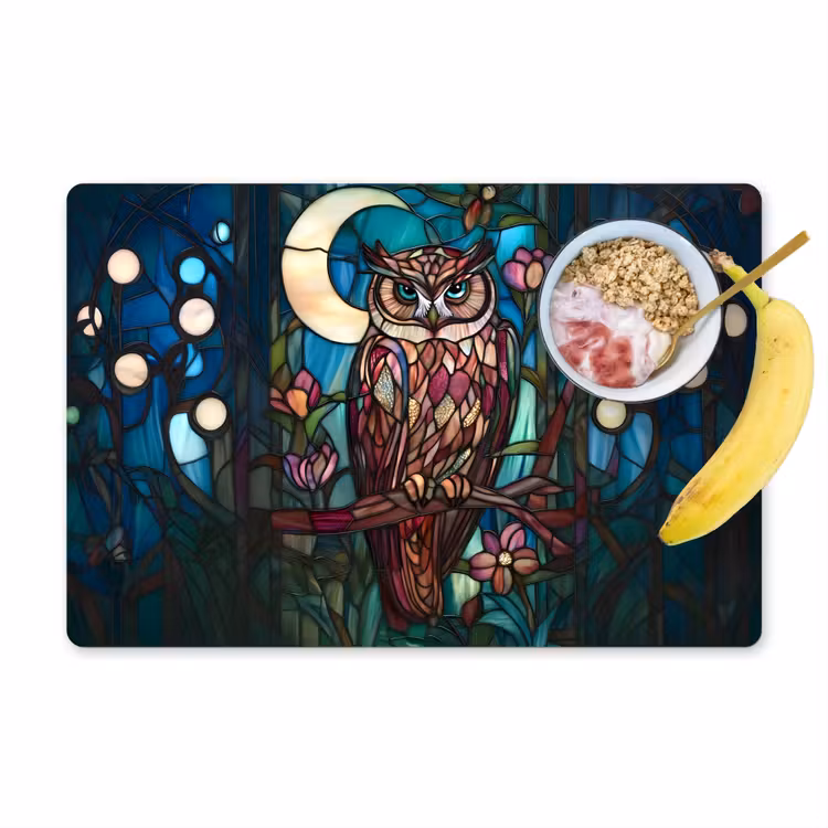 Placemat - 6 stuks - Uil - Mozaïek - Maan - Nacht — 1