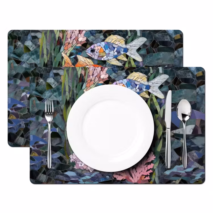 Placemat - 6 stuks - Vissen - Koraal - Zee - Mozaïek — 2